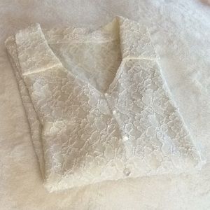 Lace Blouse Elbow Sleeve Ivory